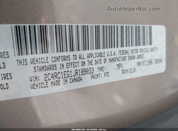 2C4RC1EG1JR189033 2018 CHRYSLER PACIFICA Gray Engine compartment view