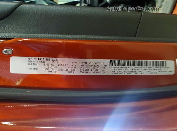 2C4RC1EG1JR258254 2018 CHRYSLER PACIFICA Orange სალონის 360-გრადუსიანი ხედი