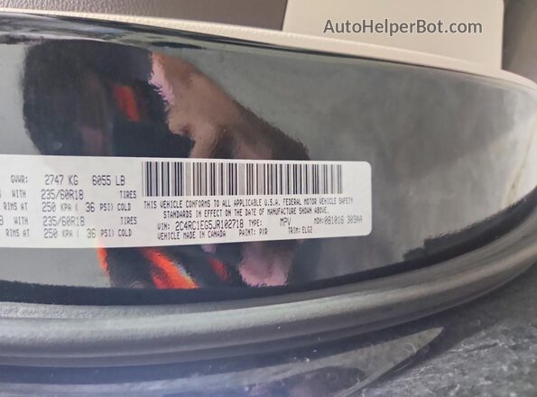 2C4RC1EG5JR102718 2018 CHRYSLER PACIFICA Black VIN კოდის სტიკერის ხედი