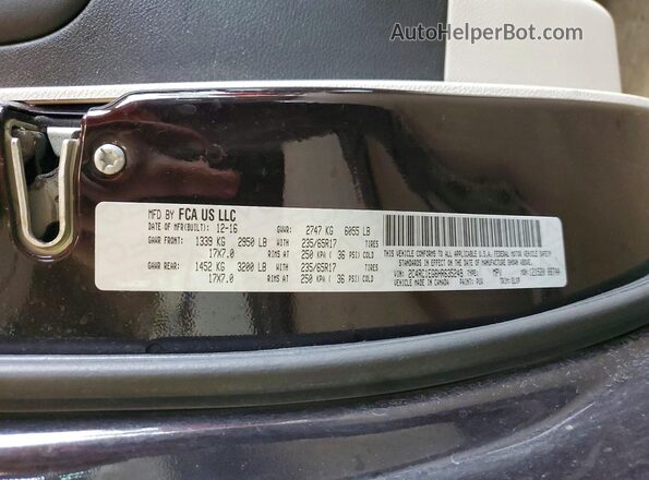 2C4RC1EG6HR635249 2017 CHRYSLER PACIFICA Black Widok wnętrza 360 stopni