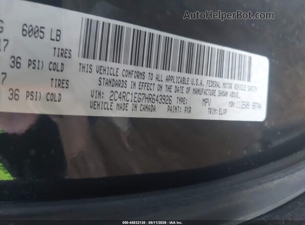 2C4RC1EG7HR643926 2017 CHRYSLER PACIFICA Black Engine compartment view
