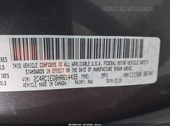 2C4RC1EG8HR614435 2017 CHRYSLER PACIFICA Gray Engine compartment view