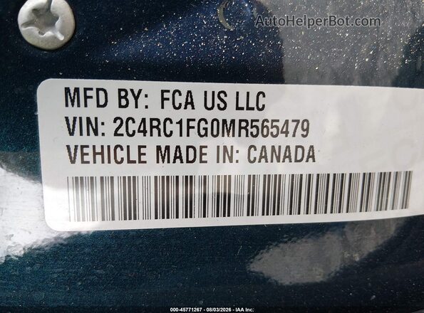2C4RC1FG0MR565479 2021 CHRYSLER PACIFICA Синий Вид подкапотного пространства