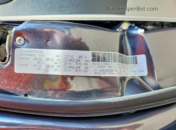 2C4RC1FG1JR107008 2018 CHRYSLER PACIFICA Gray Панорамний вид салону 360°