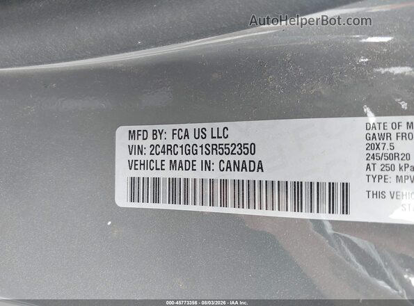 2C4RC1GG1SR552350 2025 CHRYSLER PACIFICA Gray Widok komory silnika