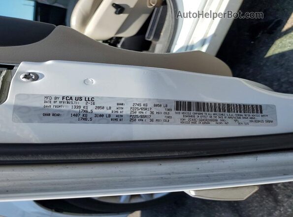 2C4RC1GG4GR200600 2016 CHRYSLER TOWN White Вид наклейки з VIN-кодом