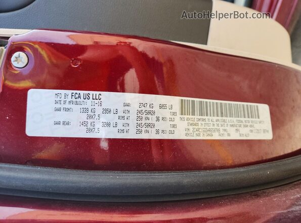 2C4RC1GG5HR650709 2017 CHRYSLER PACIFICA Burgundy VIN კოდის სტიკერის ხედი