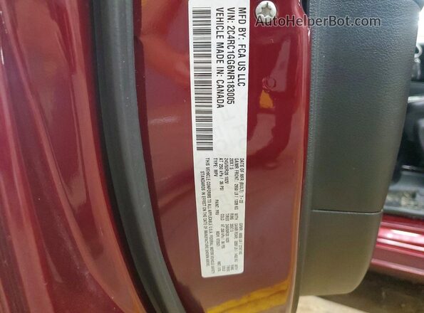 2C4RC1GG6NR183005 2022 CHRYSLER PACIFICA Burgundy Вид наклейки з VIN-кодом