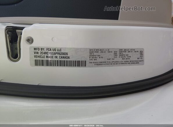 2C4RC1GG6PR620035 2023 CHRYSLER PACIFICA White Вид підкапотного простору