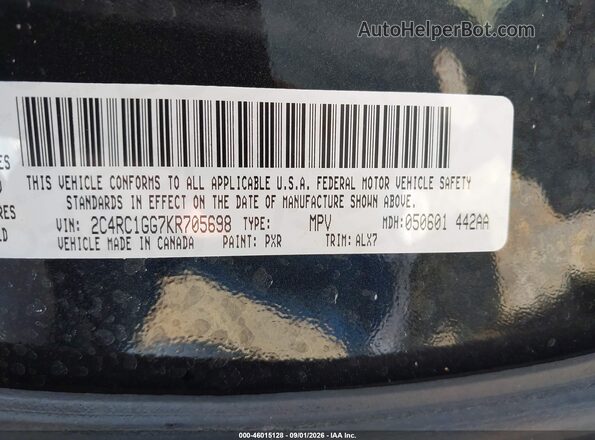 2C4RC1GG7KR705698 2019 CHRYSLER PACIFICA Черный Вид подкапотного пространства