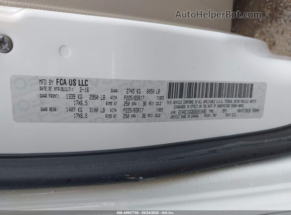 2C4RC1GG8GR261495 2016 CHRYSLER TOWN & COUNTRY White Vista del compartimento del motor