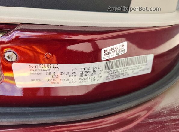 2C4RC1GG8JR170900 2018 CHRYSLER PACIFICA Burgundy VIN sticker view