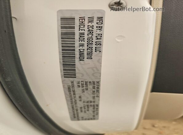 2C4RC1GG8LR276010 2020 CHRYSLER PACIFICA White Vista de la etiqueta del VIN