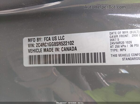 2C4RC1GG8SR522102 2025 CHRYSLER PACIFICA Green Widok komory silnika