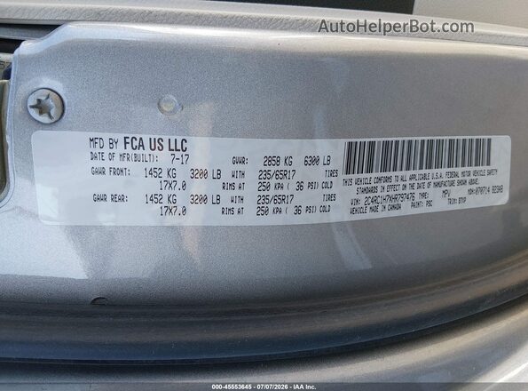 2C4RC1H7XHR797476 2017 CHRYSLER PACIFICA Silver Widok komory silnika