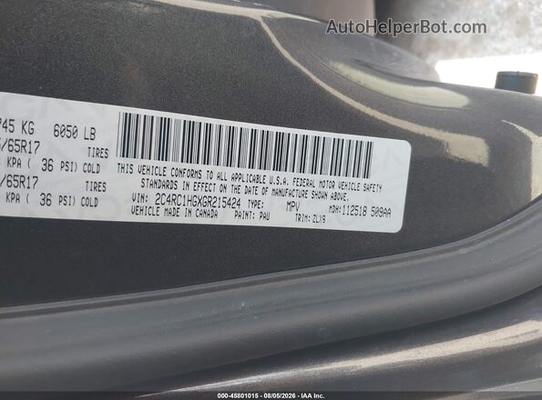 2C4RC1HGXGR215424 2016 CHRYSLER TOWN & COUNTRY Gray Engine compartment view