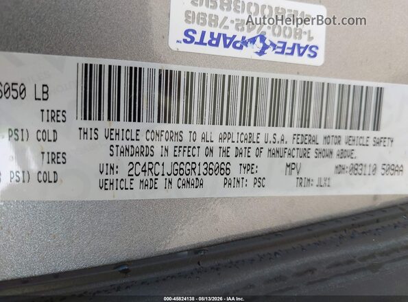 2C4RC1JG6GR136066 2016 CHRYSLER TOWN & COUNTRY Silver Widok komory silnika