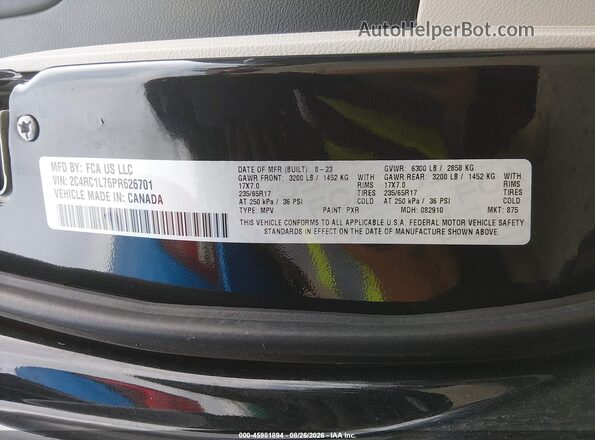 2C4RC1L76PR626701 2023 CHRYSLER PACIFICA Black Շարժիչի բաժամունքի տեսք