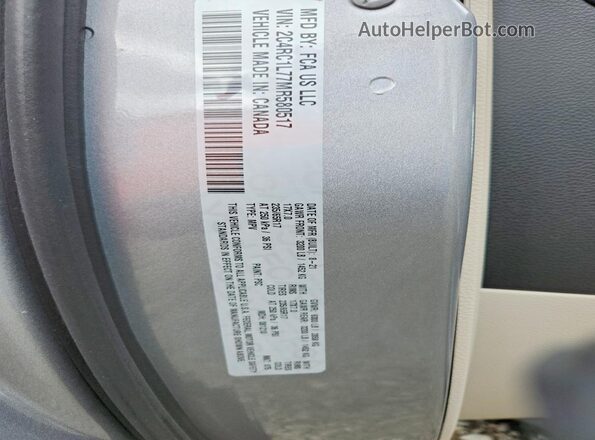 2C4RC1L77MR580517 2021 CHRYSLER PACIFICA Gray Widok wnętrza 360 stopni
