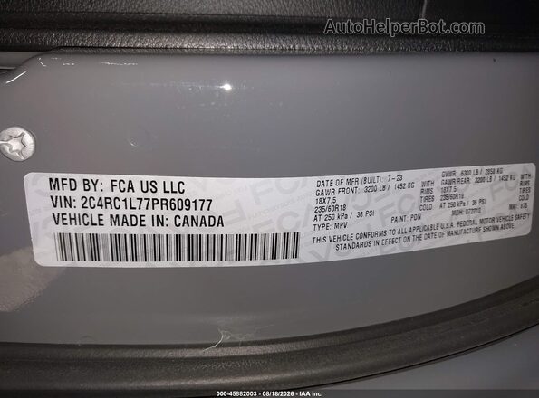2C4RC1L77PR609177 2023 CHRYSLER PACIFICA Gray Вид підкапотного простору