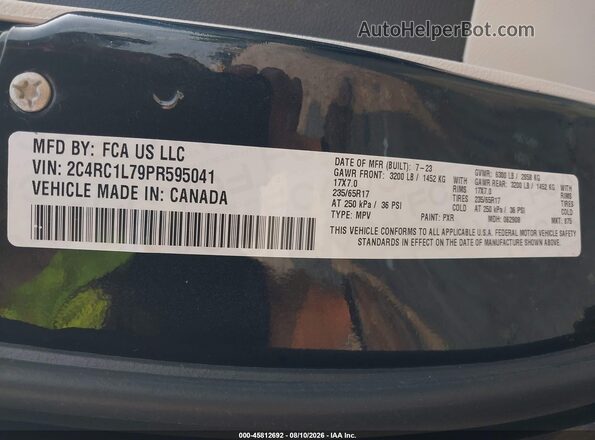 2C4RC1L79PR595041 2023 CHRYSLER PACIFICA Black Engine compartment view