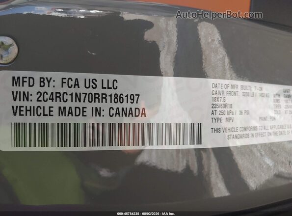 2C4RC1N70RR186197 2024 CHRYSLER PACIFICA Серый Вид подкапотного пространства