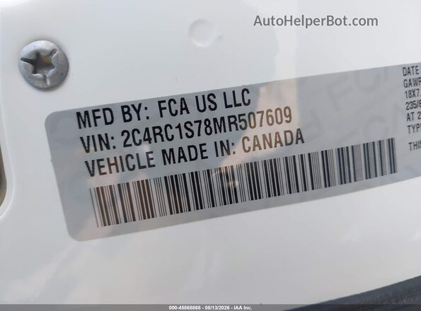 2C4RC1S78MR507609 2021 CHRYSLER PACIFICA White ძრავის განყოფილების ხედი
