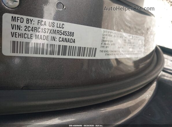 2C4RC1S7XMR545388 2021 CHRYSLER PACIFICA Gray Շարժիչի բաժամունքի տեսք