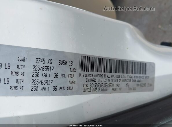 2C4RDGCG0JR328670 2018 DODGE GRAND CARAVAN White ძრავის განყოფილების ხედი