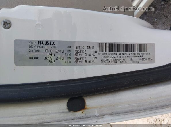 2C4RDGCG1JR326054 2018 DODGE GRAND CARAVAN White Engine compartment view