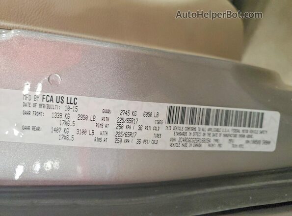 2C4RDGCG2GR168154 2016 DODGE GRAND Silver VIN კოდის სტიკერის ხედი
