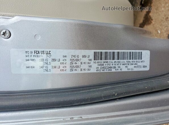 2C4RDGCG3HR841860 2017 DODGE GRAND Gray Widok naklejki z numerem VIN