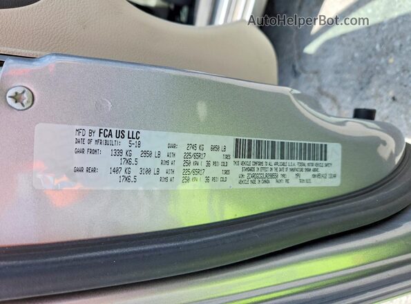 2C4RDGCG3JR298550 2018 DODGE GRAND Серебряный Вид наклейки с VIN-кодом