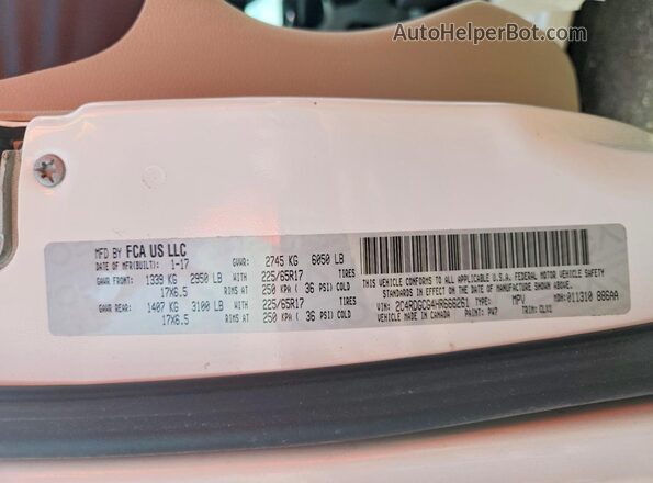 2C4RDGCG4HR666261 2017 DODGE GRAND White VIN sticker view