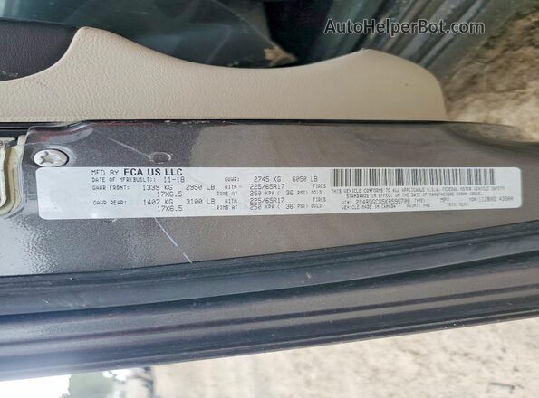 2C4RDGCG5KR595708 2019 DODGE GRAND Gray Widok wnętrza 360 stopni