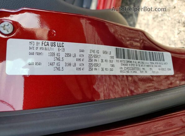 2C4RDGCG6KR723311 2019 DODGE GRAND Burgundy Widok wnętrza 360 stopni