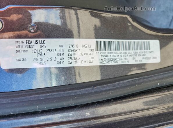 2C4RDGCG7GR155674 2016 DODGE GRAND Gray VIN կոդի պիտակի տեսք