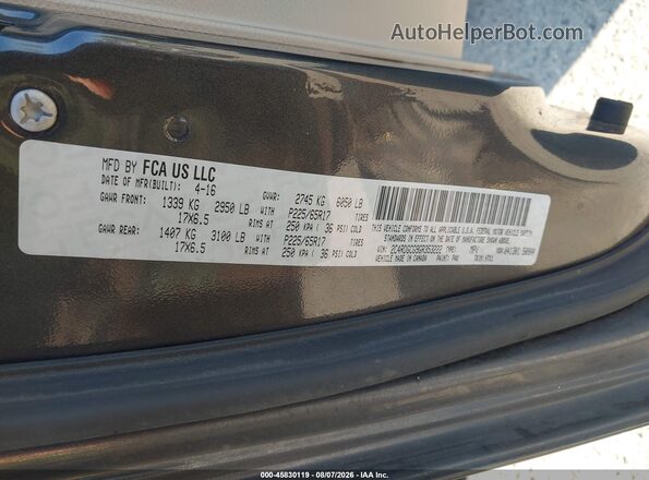 2C4RDGCG9GR353222 2016 DODGE GRAND CARAVAN Gray Widok komory silnika