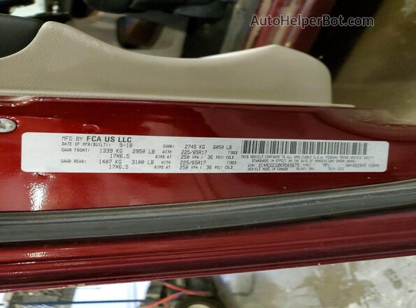 2C4RDGCG9KR565675 2019 DODGE GRAND Maroon 360 interior view