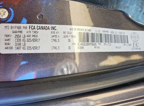 2C4RDGCG9KR796026 2019 DODGE GRAND Black Սալոնի 360 աստիճան տեսք