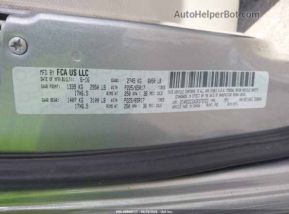 2C4RDGCGXGR373723 2016 DODGE GRAND CARAVAN Silver Widok komory silnika