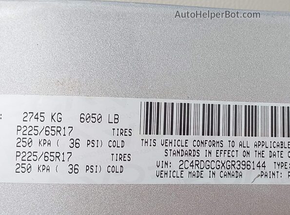 2C4RDGCGXGR396144 2016 DODGE GRAND CARAVAN Gray ძრავის განყოფილების ხედი