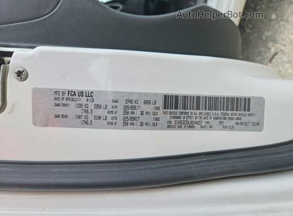 2C4RDGCGXJR244257 2018 DODGE GRAND White Vista de la etiqueta del VIN