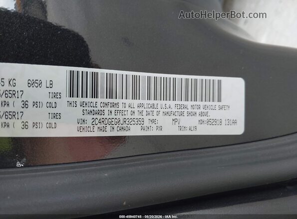 2C4RDGEG0JR325359 2018 DODGE GRAND CARAVAN Black Вид підкапотного простору