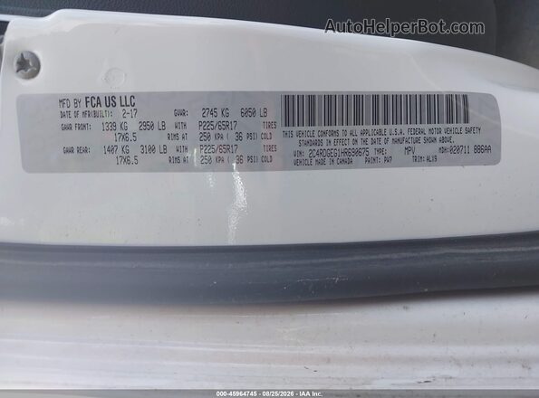 2C4RDGEG1HR690675 2017 DODGE GRAND CARAVAN White Vista del compartimento del motor