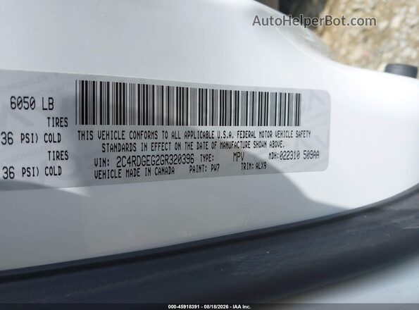 2C4RDGEG2GR320396 2016 DODGE GRAND CARAVAN White ძრავის განყოფილების ხედი
