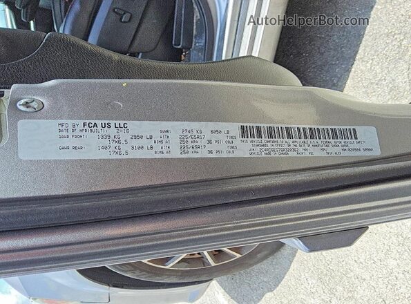 2C4RDGEG7GR320362 2016 DODGE GRAND Silver VIN კოდის სტიკერის ხედი