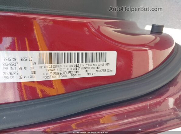 2C4RDGEG7JR343552 2018 DODGE GRAND CARAVAN Maroon Vista del compartimento del motor