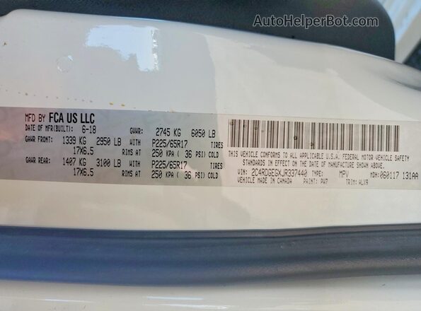 2C4RDGEGXJR337440 2018 DODGE GRAND White Սալոնի 360 աստիճան տեսք