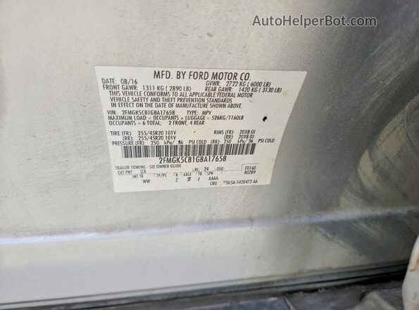 2FMGK5C81GBA17658 2016 FORD FLEX Silver 